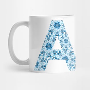 Floral Mandala Capital Letter A blue Mug
